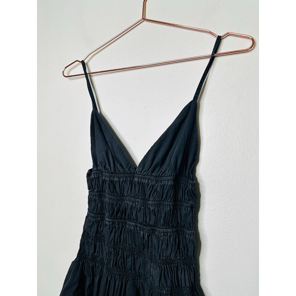 SAU LEE Black 100% Cotton Hourglass Smock Waist Brielle Midi Dress Size US 4 - Picture 4 of 15
